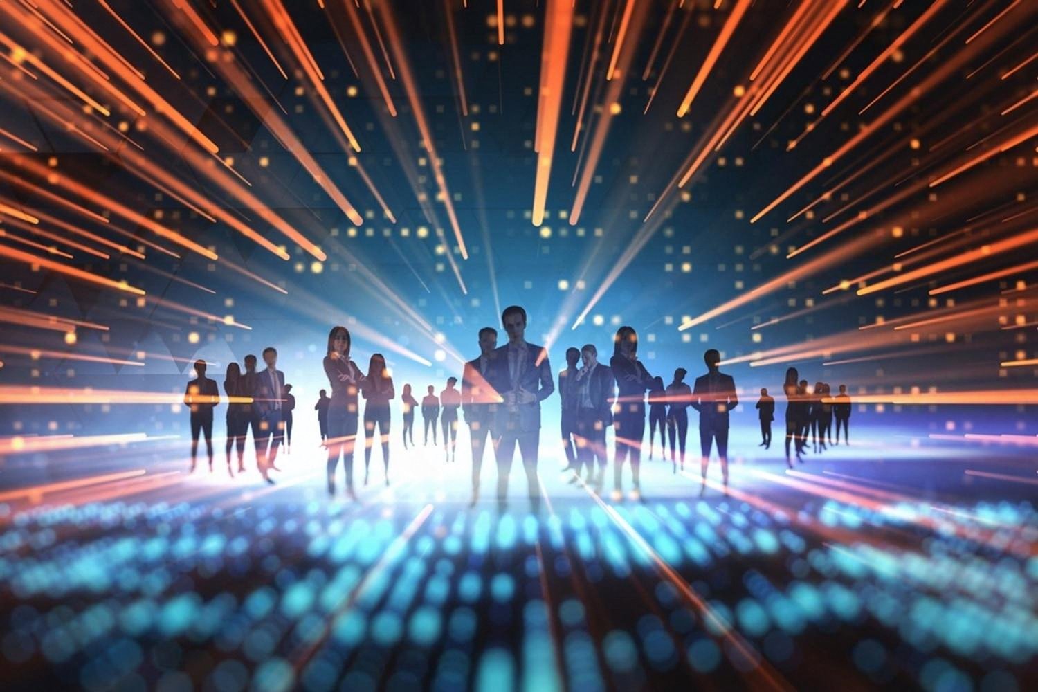 Group of IT professionals in a digital environment supporting a Dubai business